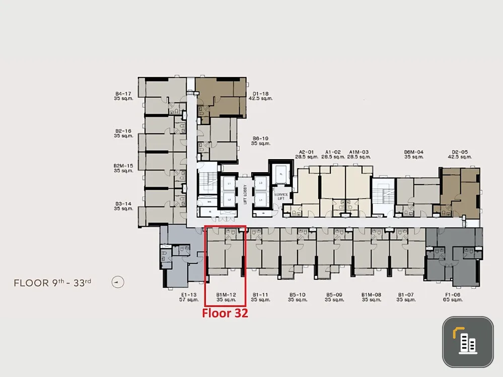 Condo down payment for sale, Life Phahon-Lat Phrao, 1 bedroom, 1 bathroom, high floor, affordable price, hurry and buy now, don't wait.