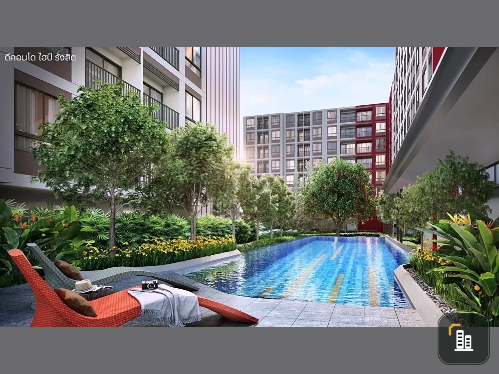 Down payment for sale, D Condo Hype Rangsit, 4th floor, room size 24.25 sq m. Fully furnished, interested in being an owner, book now.