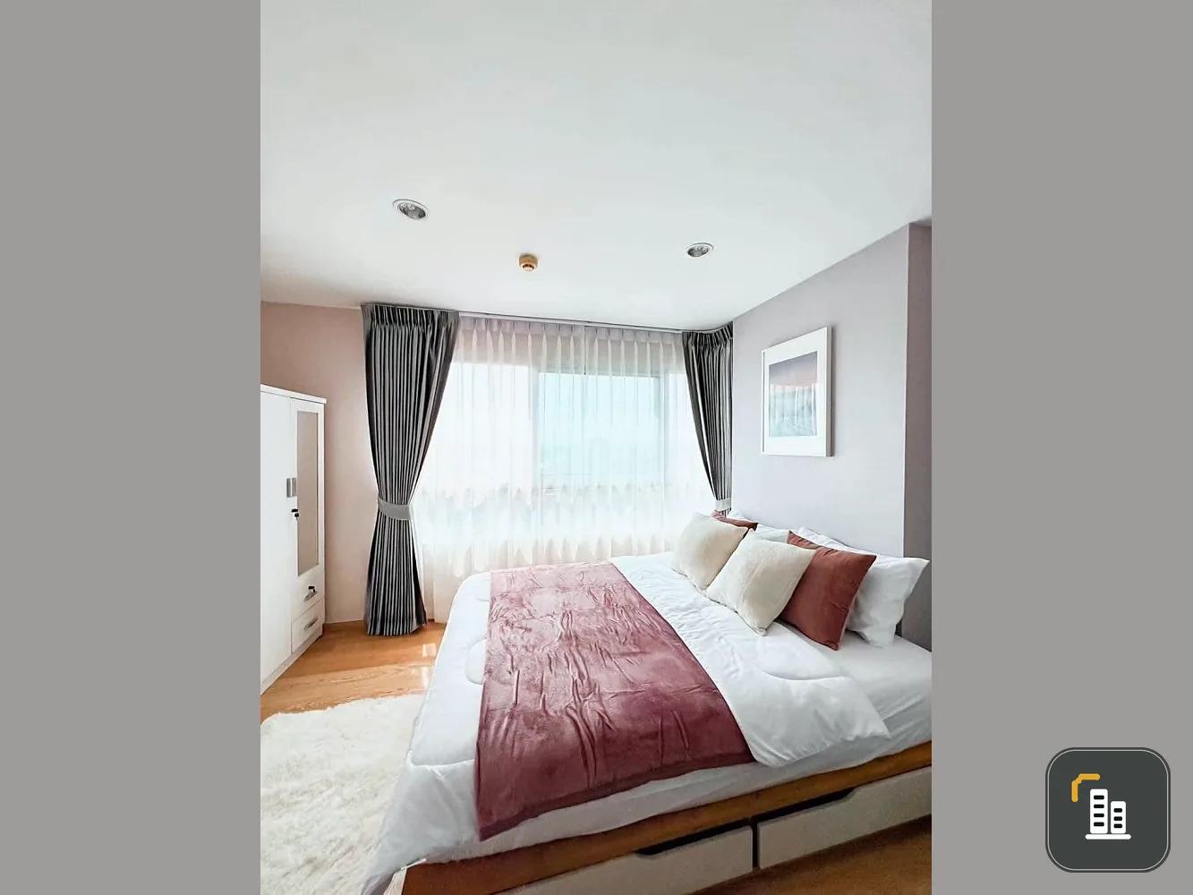 For rent, D Condo Rattanathibet, 8th floor, Building D, beautiful room, fully furnished, complete with furniture and electrical appliances.