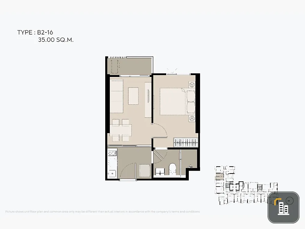 Selling down payment Life Phahon-Lat Phrao, 12th floor, position B16. Interested in being an owner? Hurry and reserve now. Don't wait.