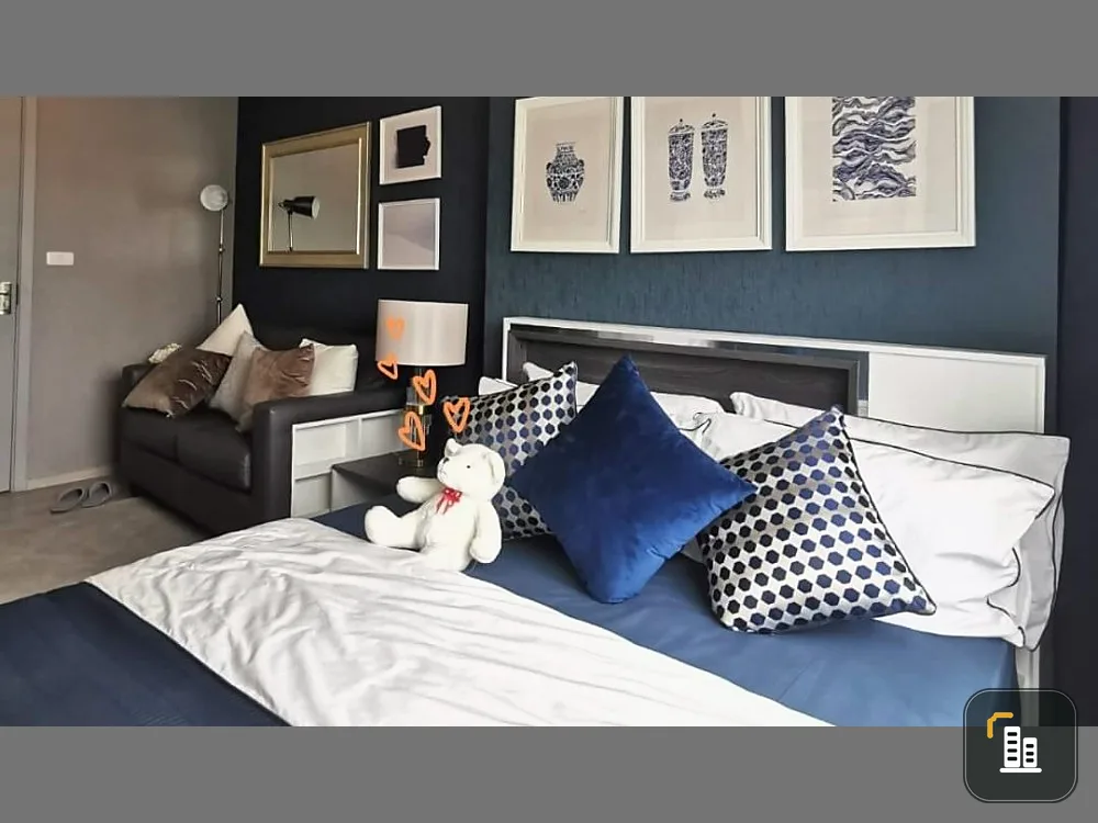 For rent, Chewathai Phetkasem 27, beautifully decorated room, stylish, very livable. The balcony is very wide. Complete with remote control awning. Bo