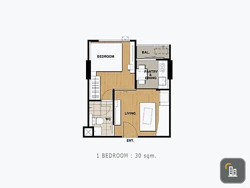 For sale: L style condo, 1 bedroom, 1 bathroom, 4th floor, not very high, affordable price. Come be the owner here.