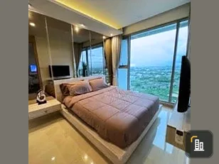 For rent, The Rivera Jomtien Pattaya, high floor, beautiful view, very good atmosphere, Buit-In decorated room, beautiful headboard, urgent.