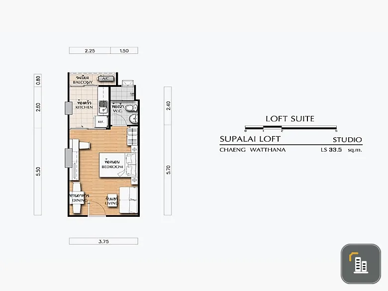 For rent, Supalai Loft Chaengwattana, 10th floor, empty room, wide, airy. If interested, hurry and reserve now. Don't miss it. Hurry.
