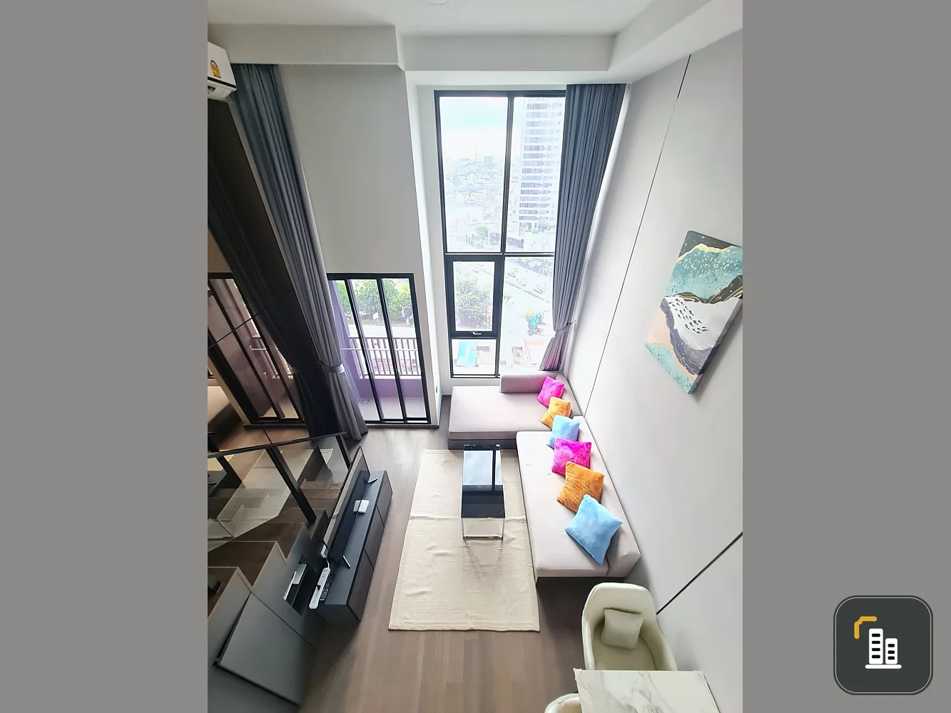 For rent, Park Origin Chula, Samyan, 2-story room, high ceilings, great city view. With full furniture