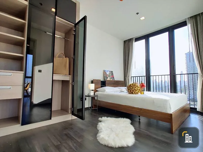 The Line Asoke Ratchada for rent, corner room, good view, affordable price, fully furnished, electrical appliances Don't miss it