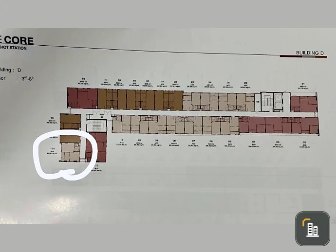 Selling down payment New Core Khu Khot Station, Building D, 7th floor, corner room, good project, nice to live in. Hurry and reserve now, don't miss i