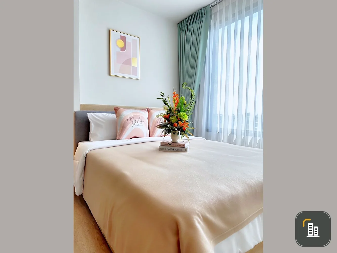 For rent: Chewathai Kaset Nawamin, bright tone room, easy on the eyes. Affordable price Hurry and reserve it quickly.
