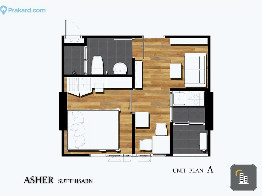 Condo for sale, Asher Sutthisan, 2nd floor, separated, convenient to travel, hurry to reserve, own it now.