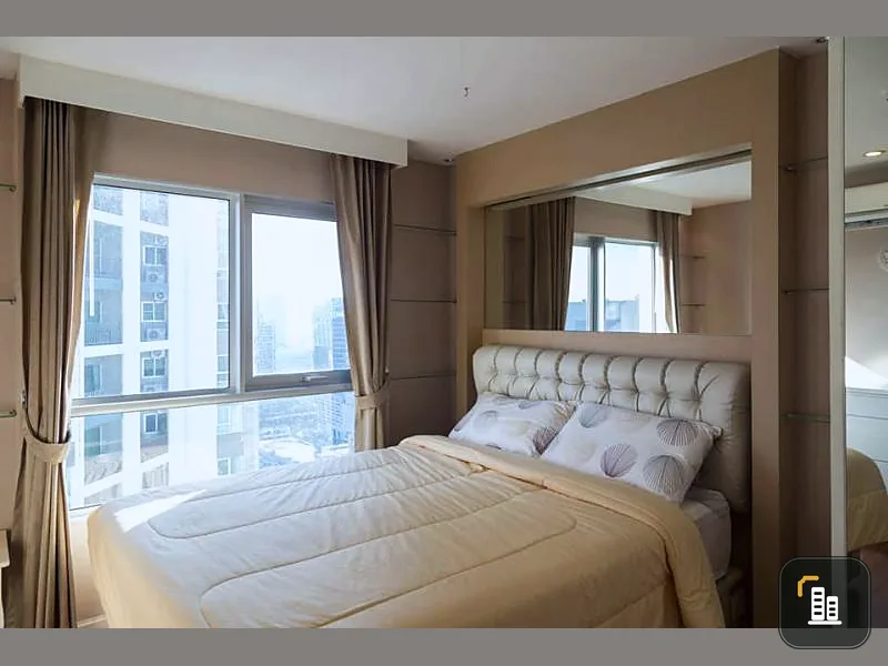 For rent or sale, Belle Grand Rama 9, 2 bedrooms, 1 bathroom, fully furnished room, finished here, plus all the facilities.