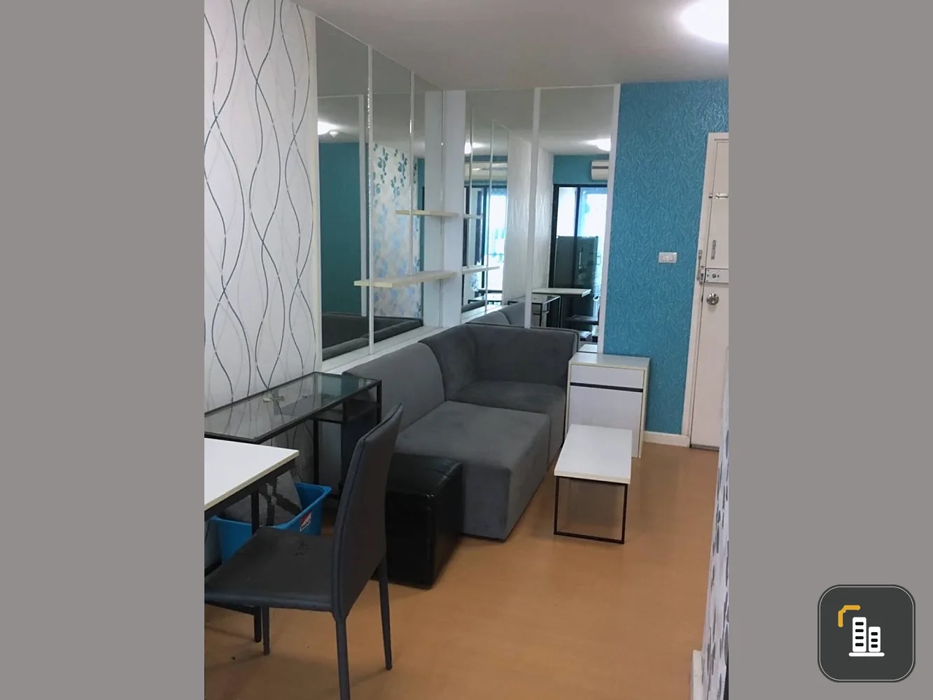 Condo for sale Icondo Sukhapiban 2, wallpapered throughout the room, 1 bedroom, 1 bathroom, good price, reserve now.