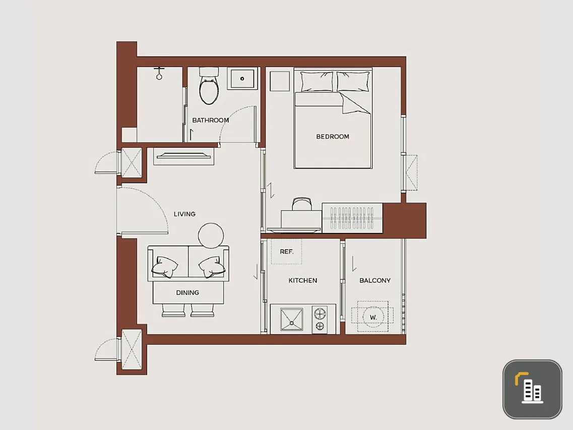 Selling down payment at Metris District Lat Phrao. Room walls can block noise very well. Can raise pets, don't miss it.