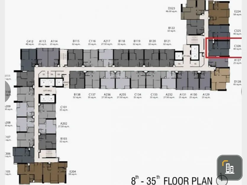 Sale down payment Life Asoke Rama 9, room position C326, balcony facing east. see the sun in the morning