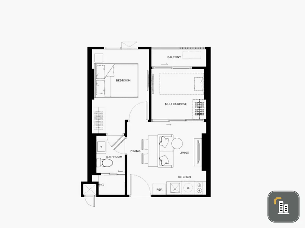 Selling down payment, Matrix District, Lat Phrao, 9th floor, spacious room, divided into sections, don't wait.