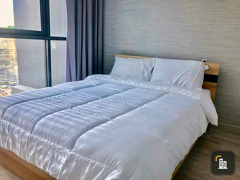 For rent ideo mobi rama 9, beautiful room, fully furnished, furniture + electrical appliances Ready to move in, book now