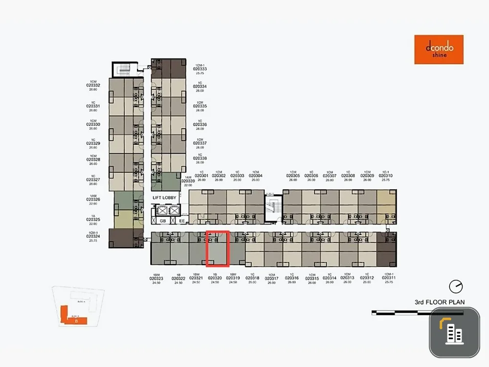 Selling down payment, D Condo Shine Rangsit, 3rd floor, position 20, complete set of furniture, hurry and reserve now, don't miss out.