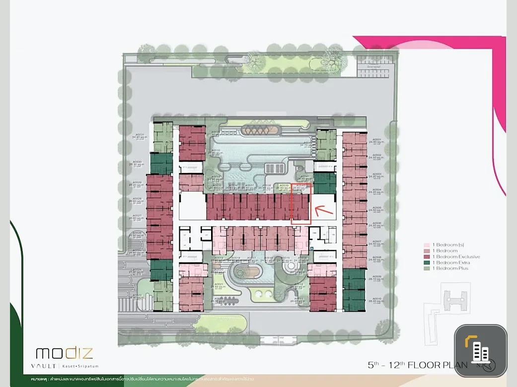 Down payment for sale, Modiz Walt Kaset Sripatum, 9th floor, room A0940, good project, worth living in, if interested, hurry and reserve now, urgent.
