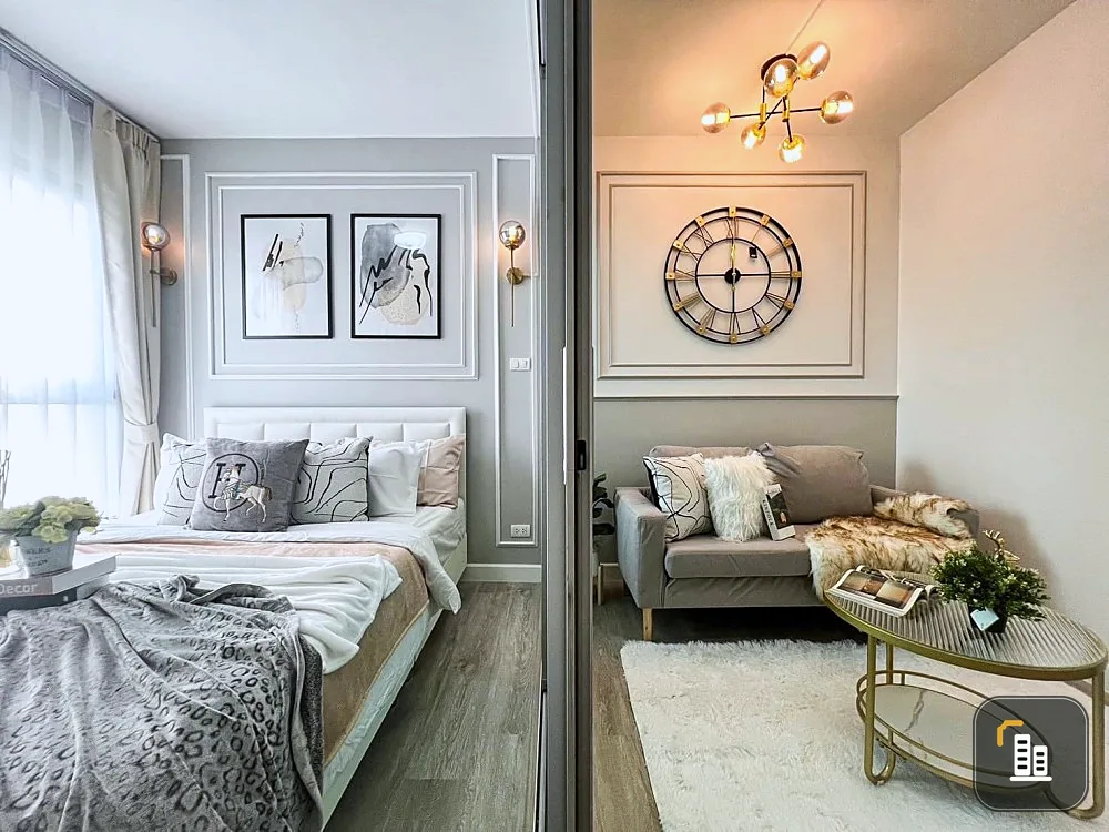 For sale: A Space Me Bangna, partitioned room, 180-degree panoramic view, fully decorated, very beautiful, hurry up and grab it.