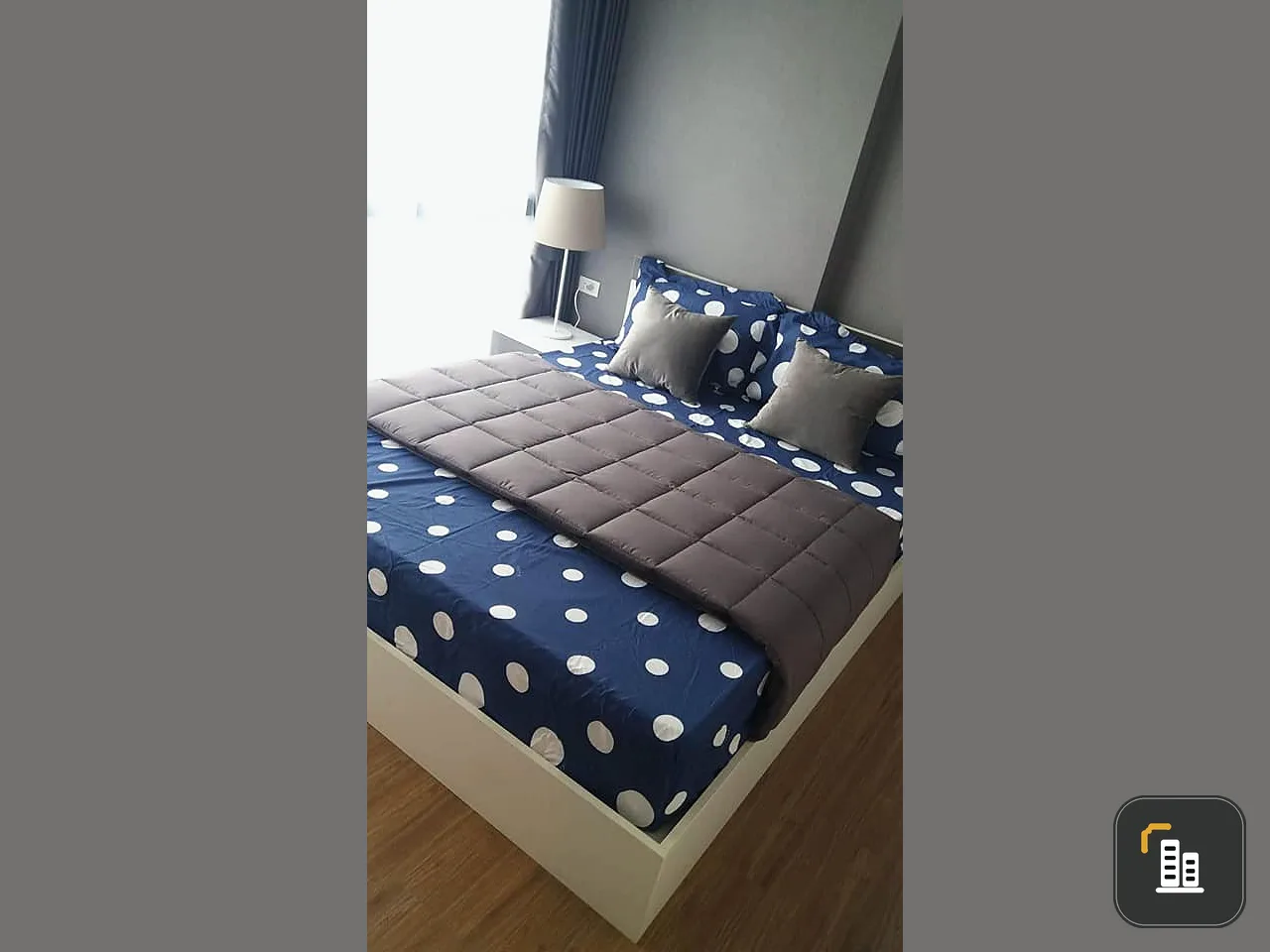 For sale: Hallmark Ngamwongwan, a chic grey-toned bedroom with a complete set of furniture. Super worth booking.