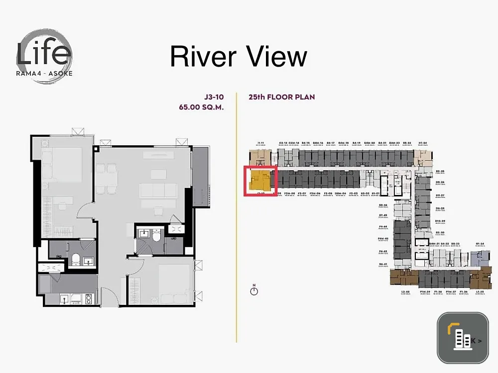 Selling down payment, Life Rama 4 - Asoke, high floor, beautiful view, very good price, river view, Benjasiri Park view, very worth booking