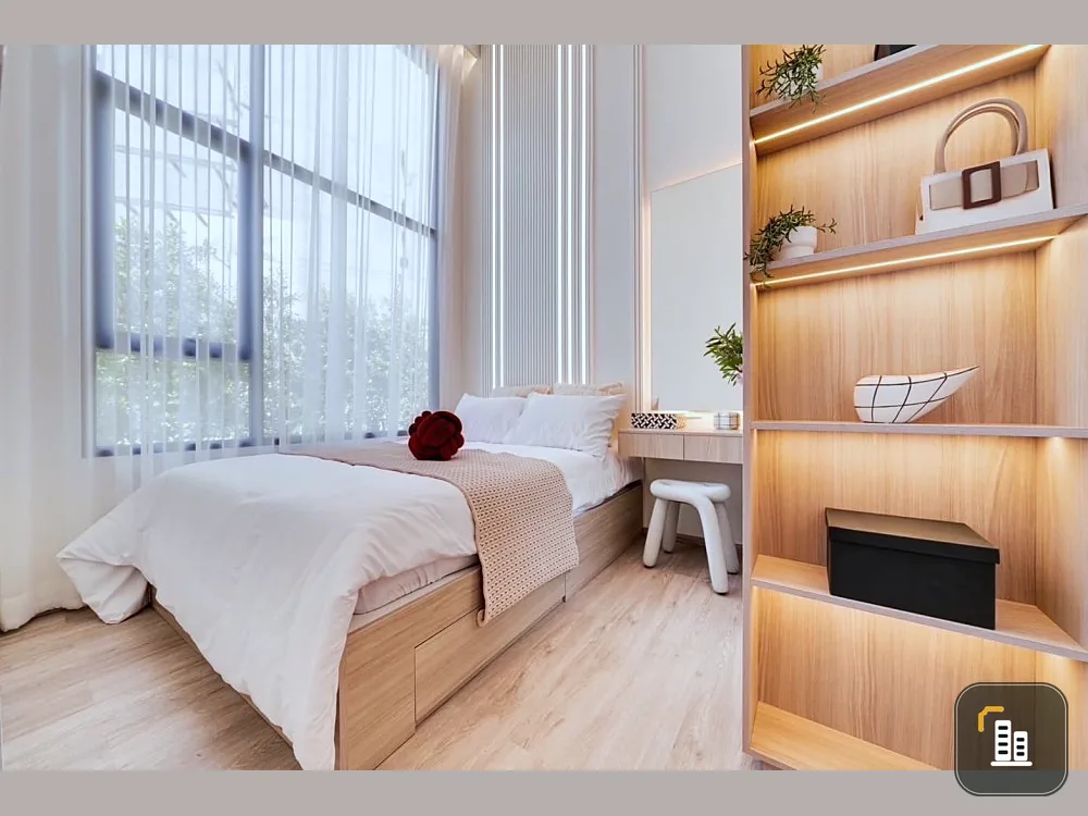 Selling down payment, The Origin Sukhumvit-Sai Luat E22 Station, corner room, view of the BTS and river bend, book now, urgently.
