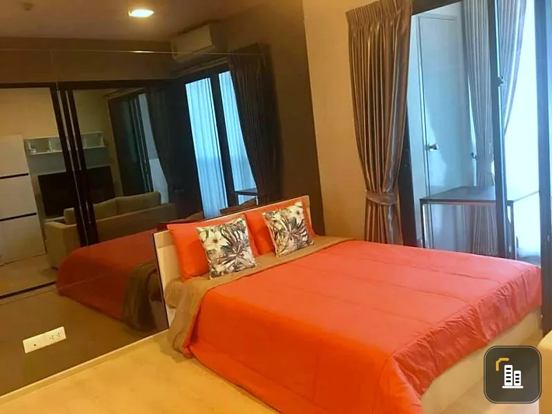 Condolette Mist Rama 9 for rent, beautiful room, fully furnished, 17th floor, city view, don't just look, hurry to reserve.