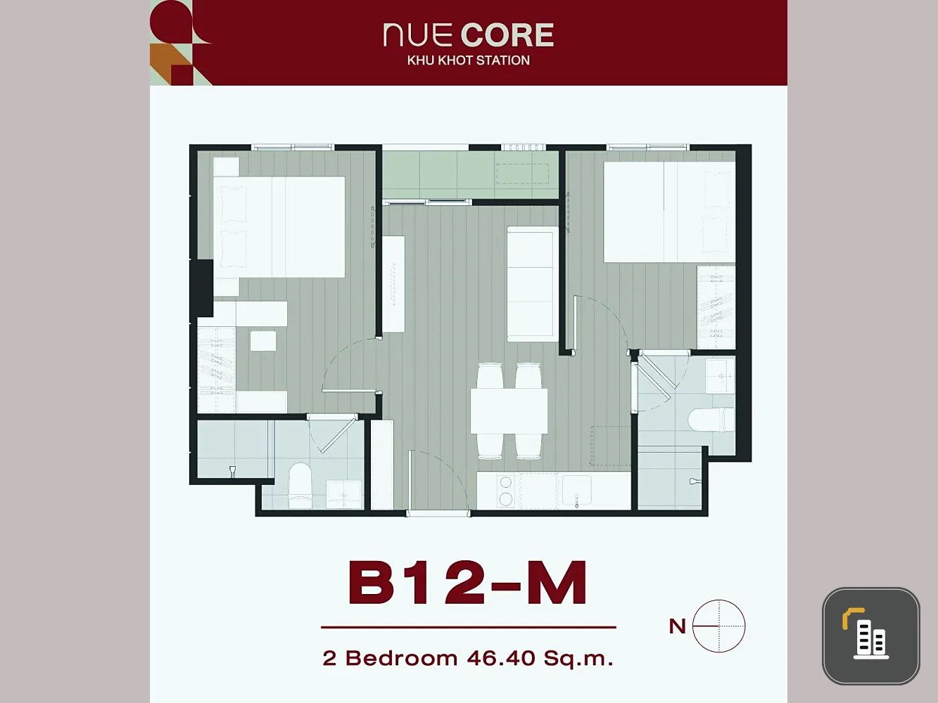 Condo for sale, New Core Kukot Station, spacious room, fully furnished, ready to move in, garden view, you must not miss it.
