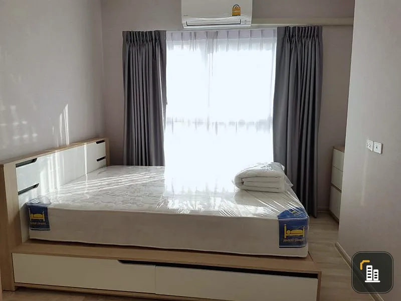 Sale, rent, Plum Condo, Ramkhamhaeng Station, convenient transportation, decorated with white calls, clear and comfortable The price is not strong lik