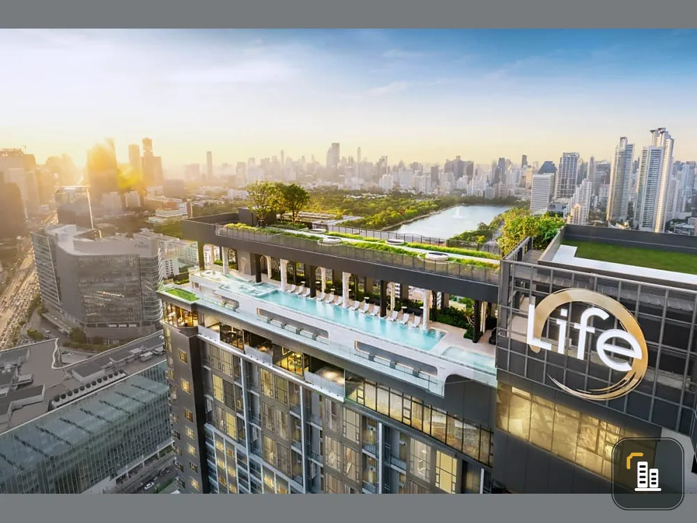 Selling down payment Life RAMA4-Asoke 1Bedroom Plus, 25th floor, Bang Krachao river curve view, room position is private, book now.