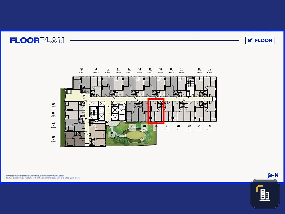 Down payment sale, Ideo Ramkhamhaeng - Lamsalee Station, 8th floor, east side, very good room position, garden view, come and reserve now.