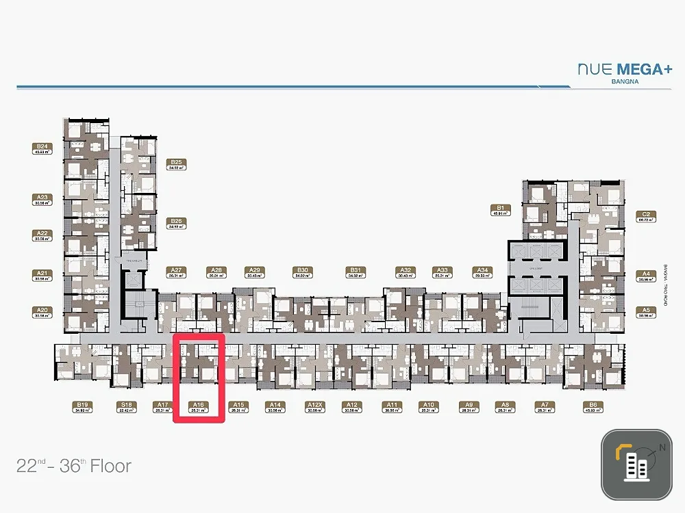 Selling down payment Noble New Mega Plus Bangna, 22nd floor, high view, affordable price, you must not miss it.
