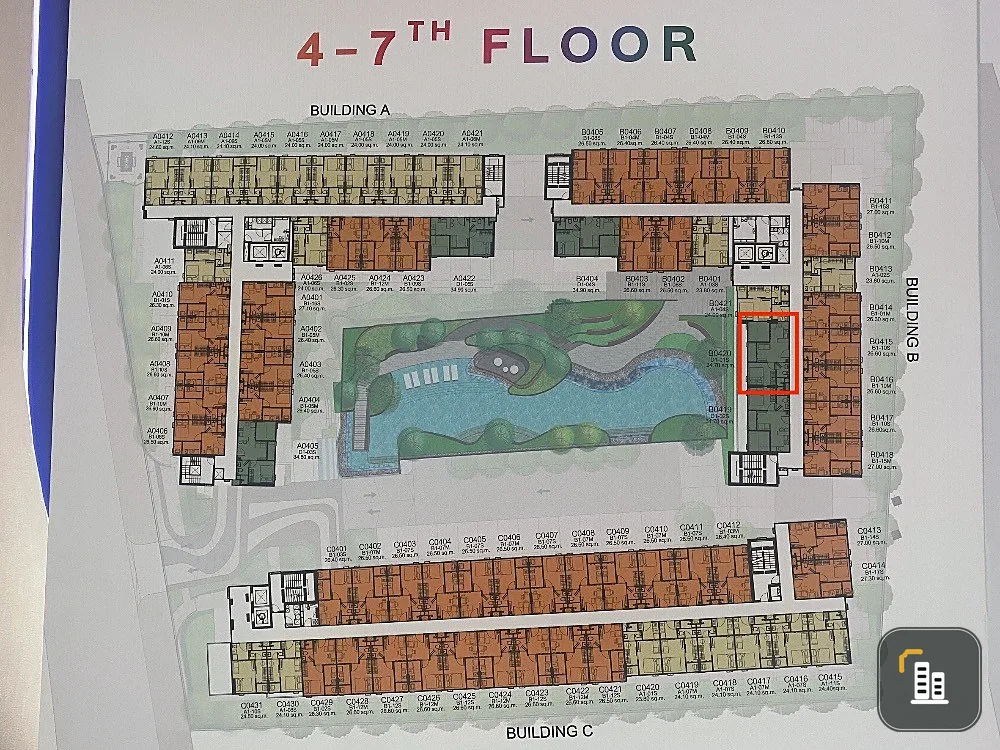 Selling down payment, Kave Luminous Bangmod, see the view of the central pool along the entire length, Fully Furnished, fully decorated, must arrange.