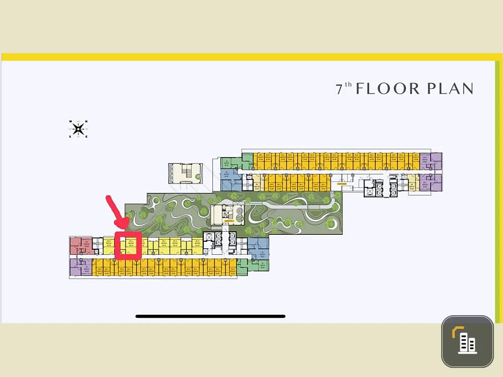 Selling down payment Noww Mega 7th floor, garden view, good project, worth living, if interested, hurry and reserve now, don't miss out, urgent.