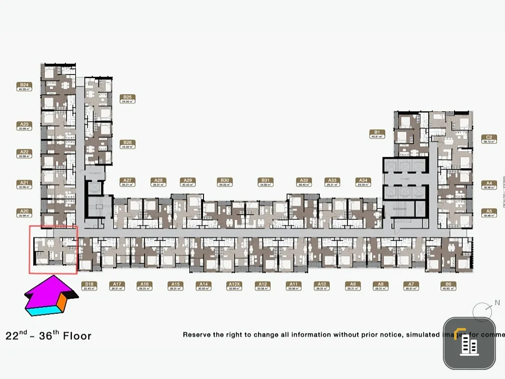 Selling down payment Noble New Mega Plus Bangna, 25th floor, position B19, private corner room. If interested, hurry and reserve now!