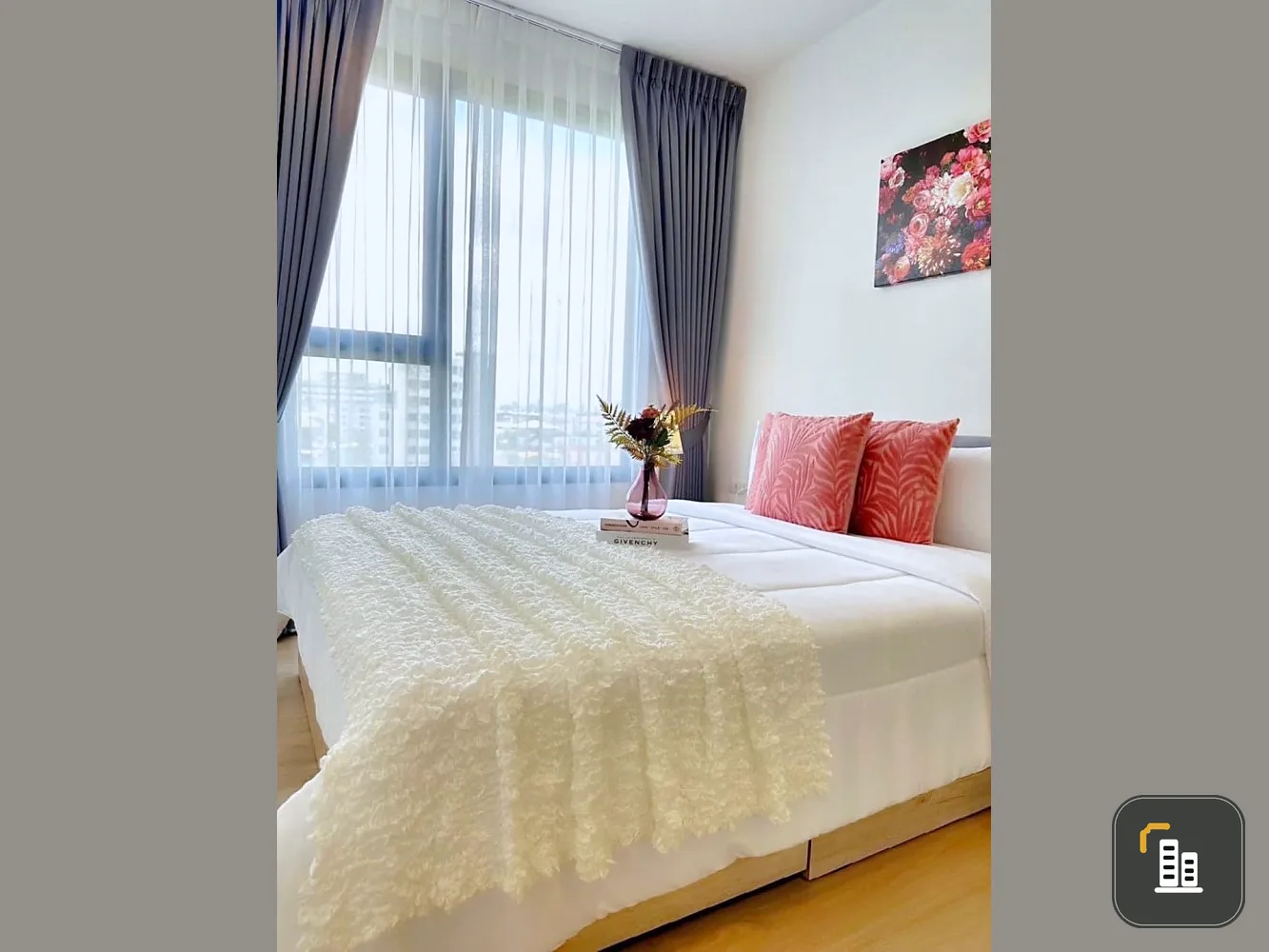 For rent: Chewathai Kaset Nawamin, 5th floor, beautiful room, fully furnished, book now, don't miss out.