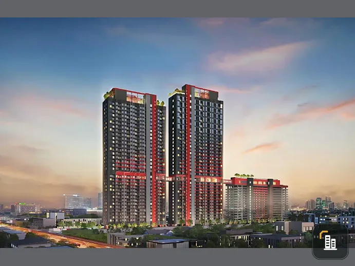 Selling down payment, Aspire Huai Khwang, 12th floor, spacious room, very good location, full common area, hurry and book now.