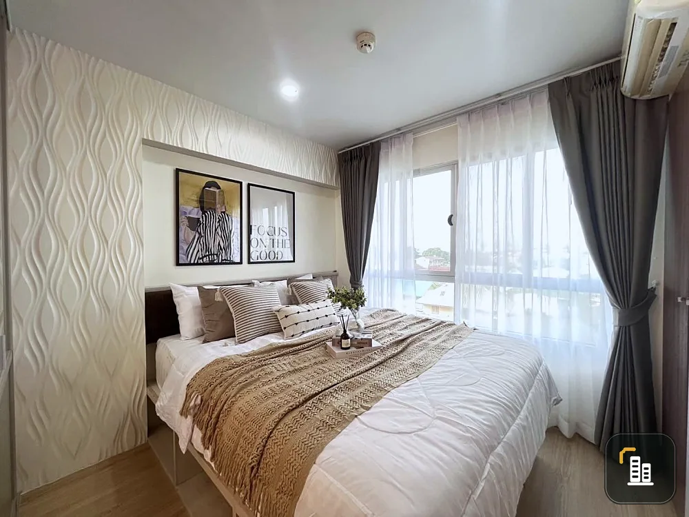Urgent sale! Lumpini Ville condo, Phatthanakan-Petchburi new road, furnished room, ready to move in, white tone, easy on the eyes, hurry and reserve.