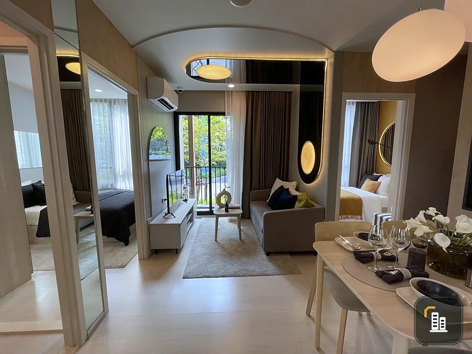 Selling down payment Noble New Mega Plus Bangna, corner room, 19th floor, wide frontage plan, fully furnished, hurry up!