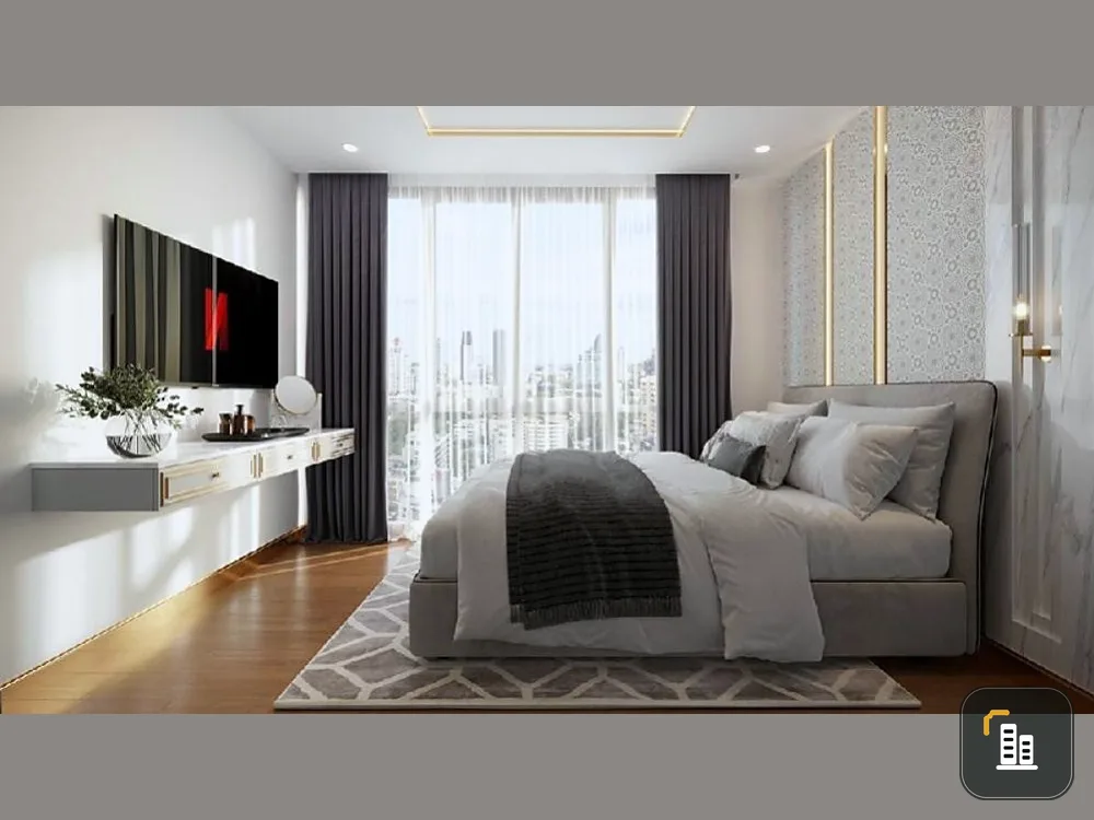 For sale, Sirocco Bangna 36, 7th floor, Building C, the room is not hot, fully furnished, has an open view, comfortable for the eyes, don't just loo