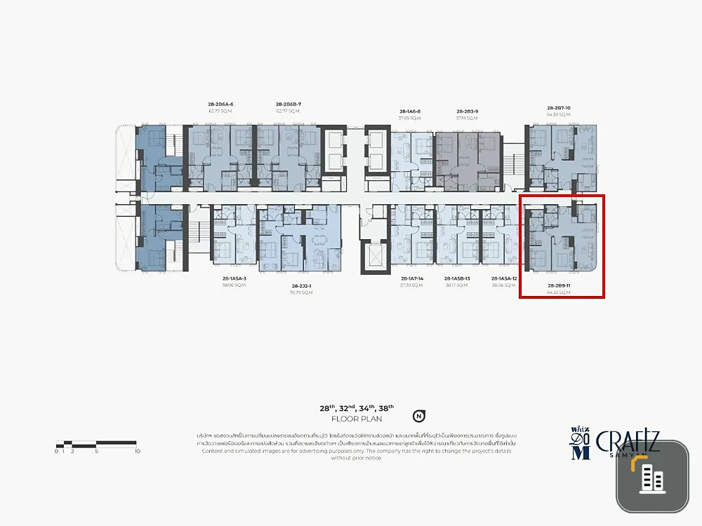 Down payment sale, Wisdom Craft Samyan, high floor, corner room, spacious, city view, very beautiful, hurry up and become the owner.