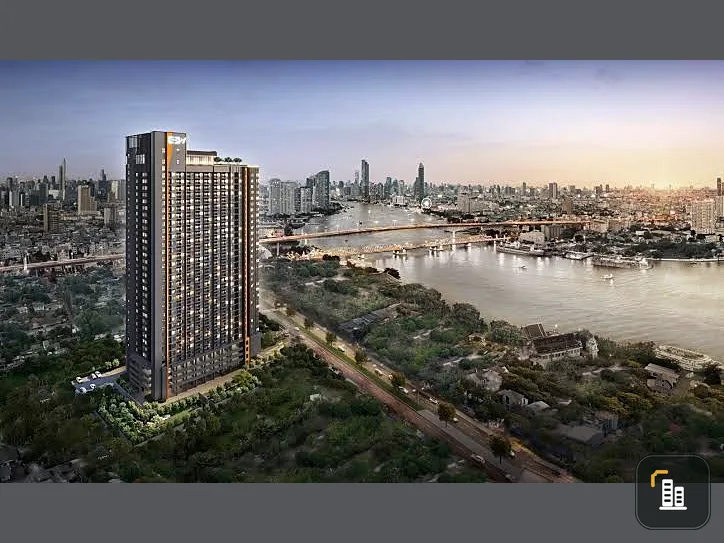 Down payment sale, Flexi Riverview-Charoen Nakhon, 21st floor, high ceiling room, spacious, comfortable, fully furnished, hurry and reserve before it'
