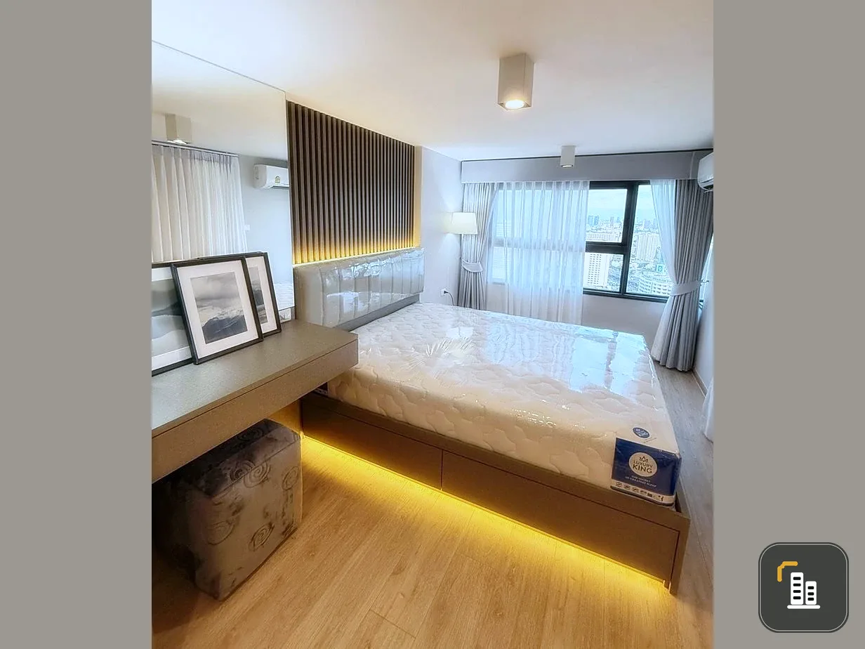 For rent!! Condo Ideo Rama 9 - Asoke, 34th floor, beautiful view, new room, fully furnished, ready to move in, don't miss it!!