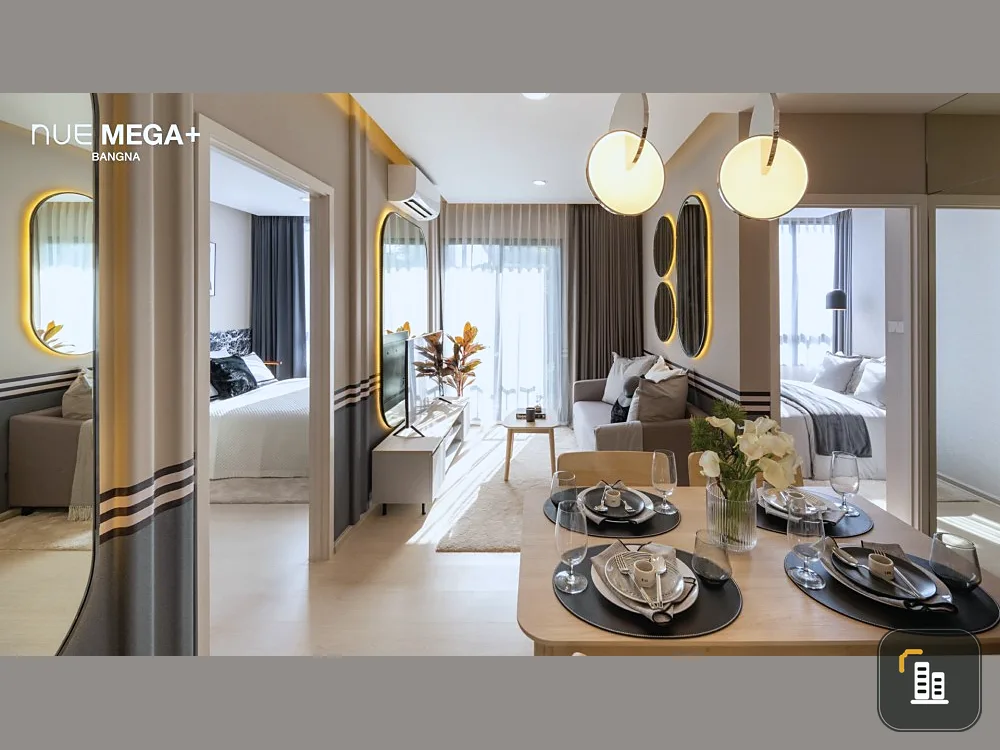 For sale, Noble New Mega Plus Bangna, high floor, 2 bedrooms, beautiful view, ready to move in, interested, reserve now.