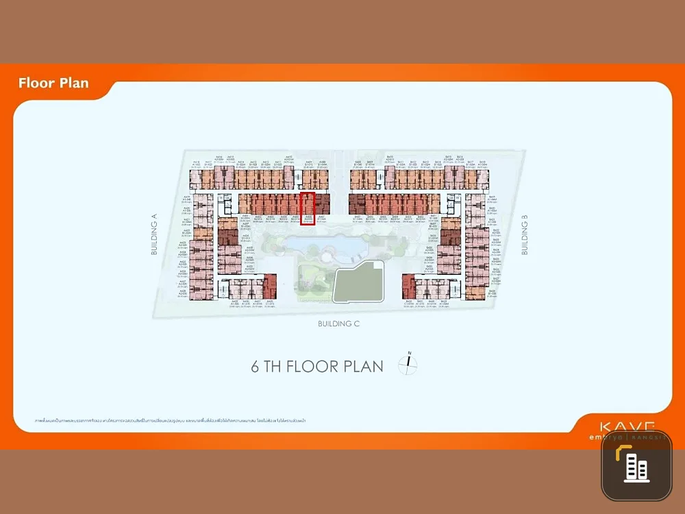 Selling down payment Kave Embryo Rangsit 1 Bedroom Extra 6th floor, good project, great location, reserve now.