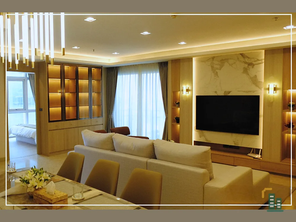Condo for sale, Nusasiri Grand, very large room, lots of usable space, beautifully decorated, built-in throughout the room, very worth booking.