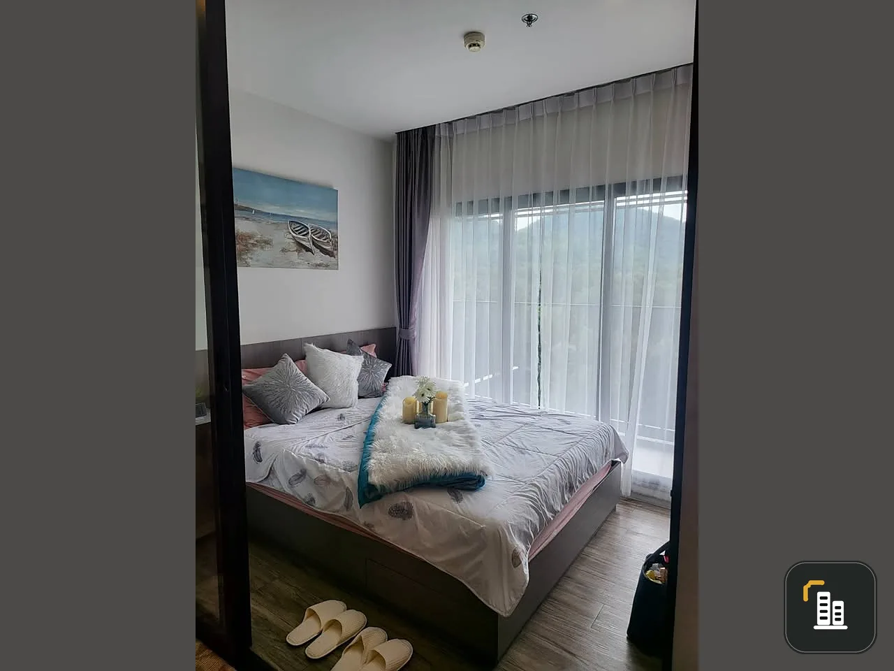For rent: Knightsbridge The Ocean Sriracha, 6th floor, just the right height, shady and comfortable garden view, fully furnished, hurry up and grab it