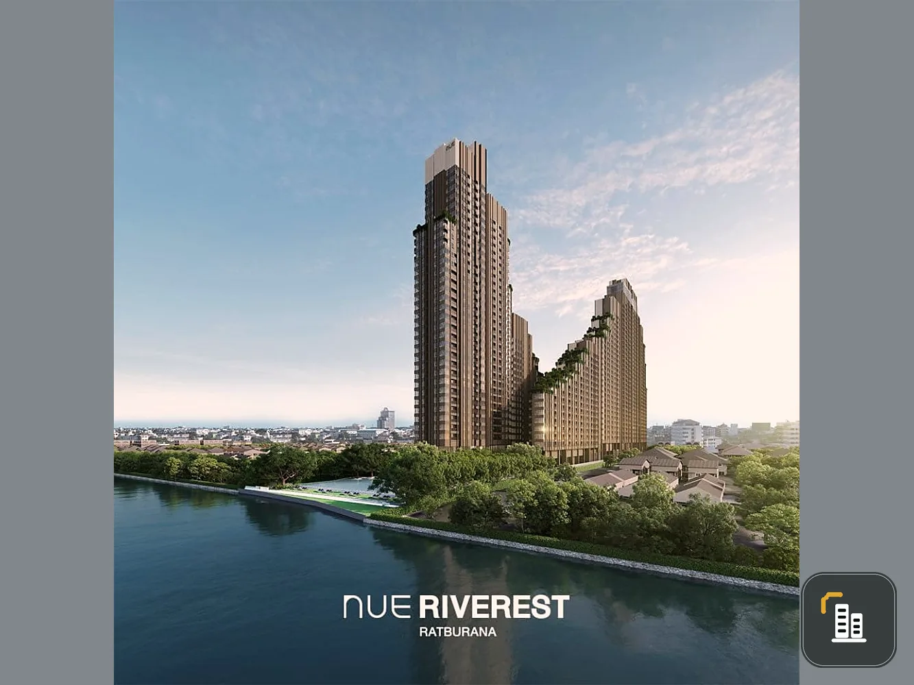 Down payment sale!! New Riverrest Ratburana, 25th floor, Building C, condo with a view of the Chao Phraya River, very beautiful!!