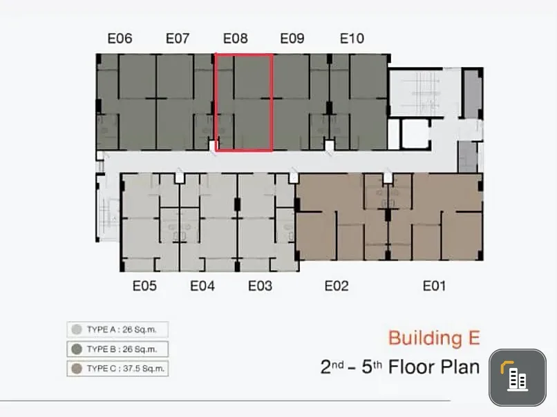 Down payment sale, Sena Kit Rangsit-Klong 4, Building E, 5th floor, ready-to-move-in condo, just bring your bags and move in.