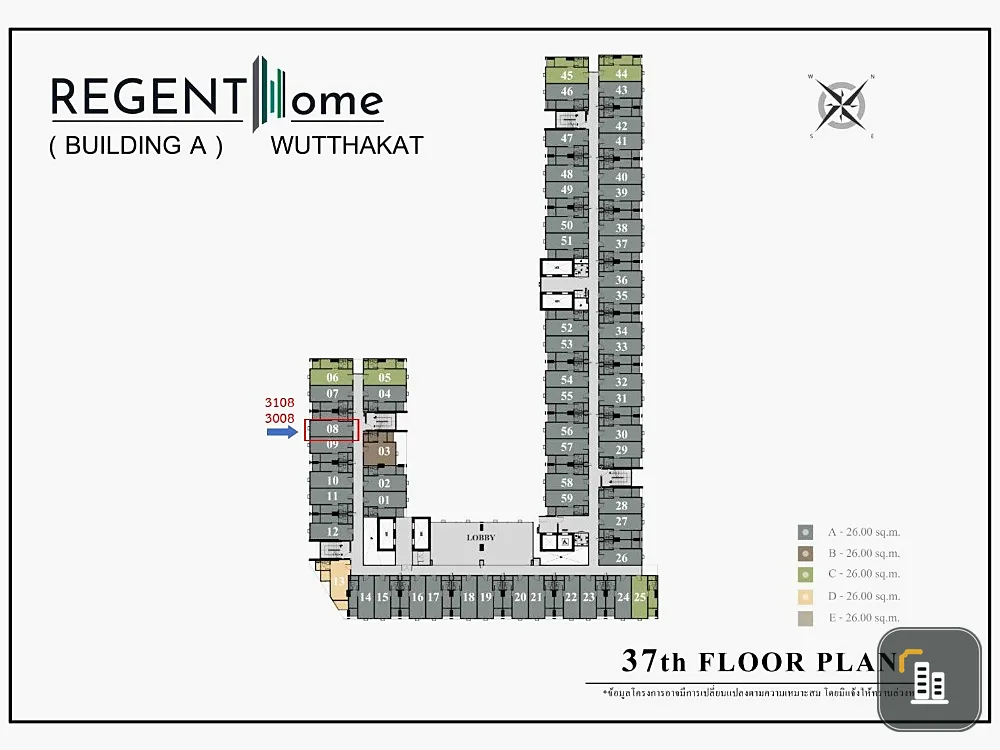 Down payment sale, Regent Home Wutthakat, 31st floor, room A-3108, good project, worth living, reserve now, don't wait, hurry!