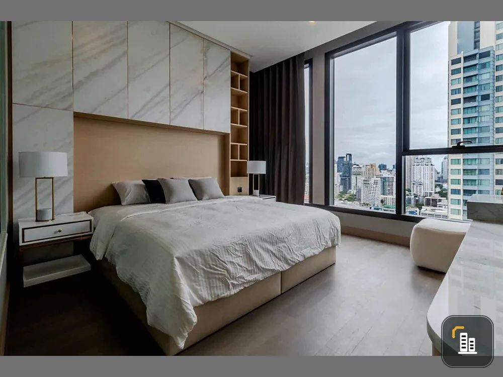 For rent: The Es at Singha Complex, modern decorated room, high floor 22F with city view, book now, don't hesitate.